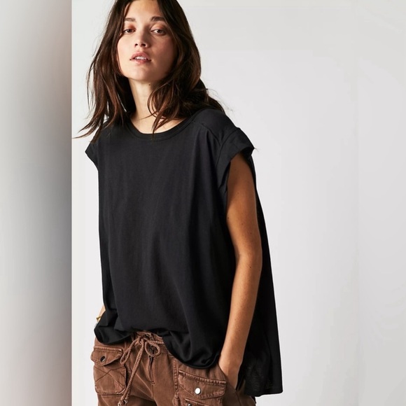 Free People Naomi Tee Washed Black Size Small - Picture 4 of 6